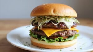 delicious double decker burger