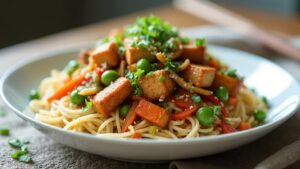 tofu and edamame stir fry