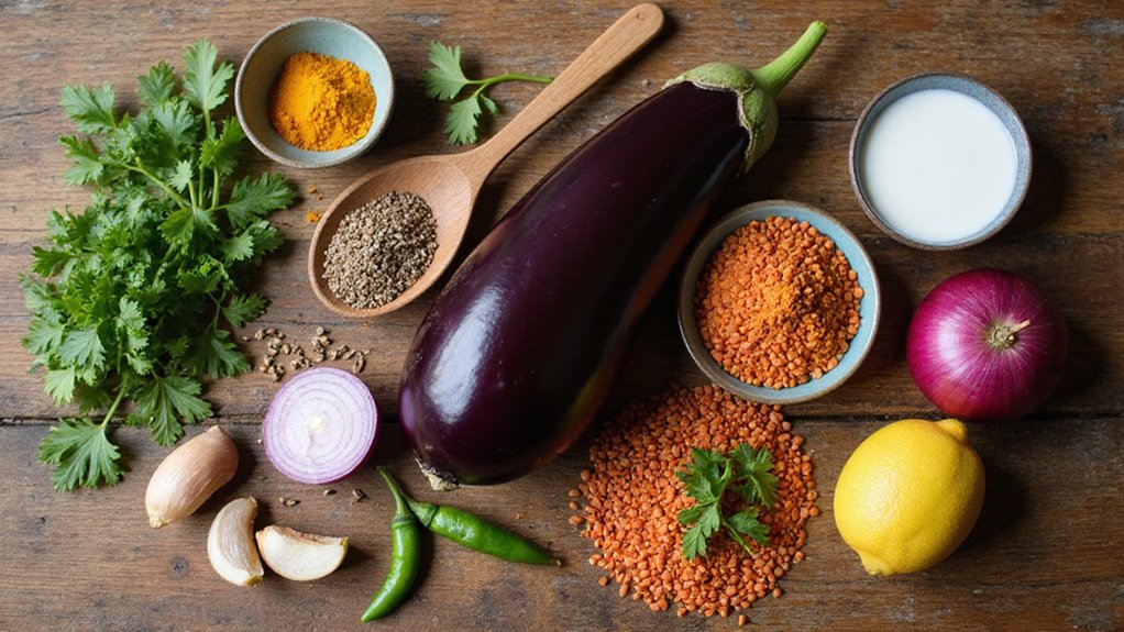 vegan dhal with aubergine