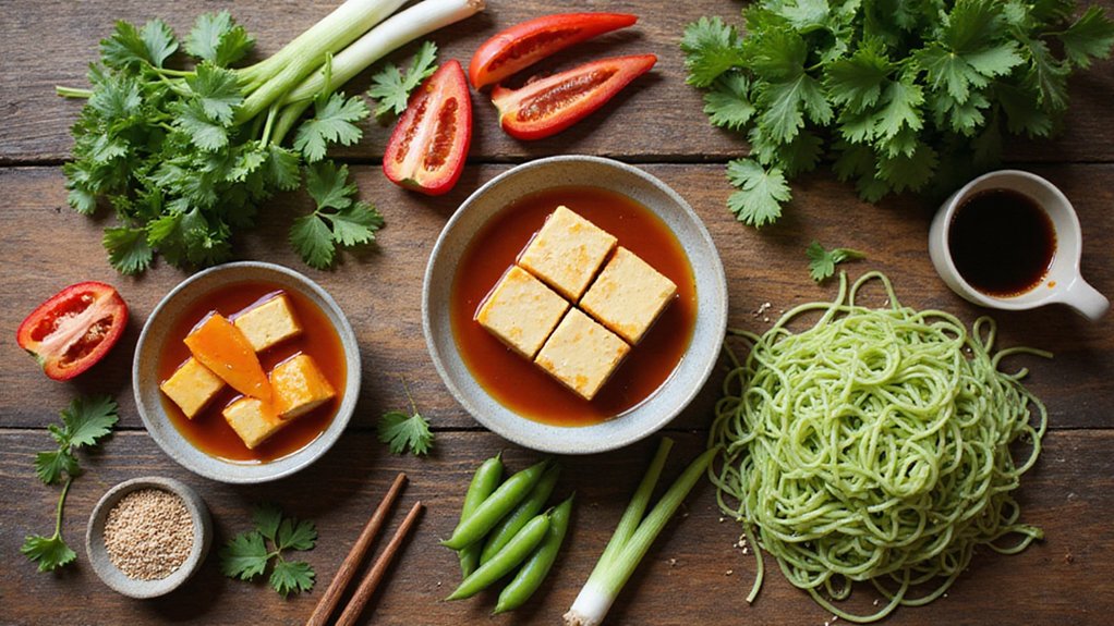 vegan tofu noodle bowl