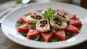 watermelon salad with vegan feta