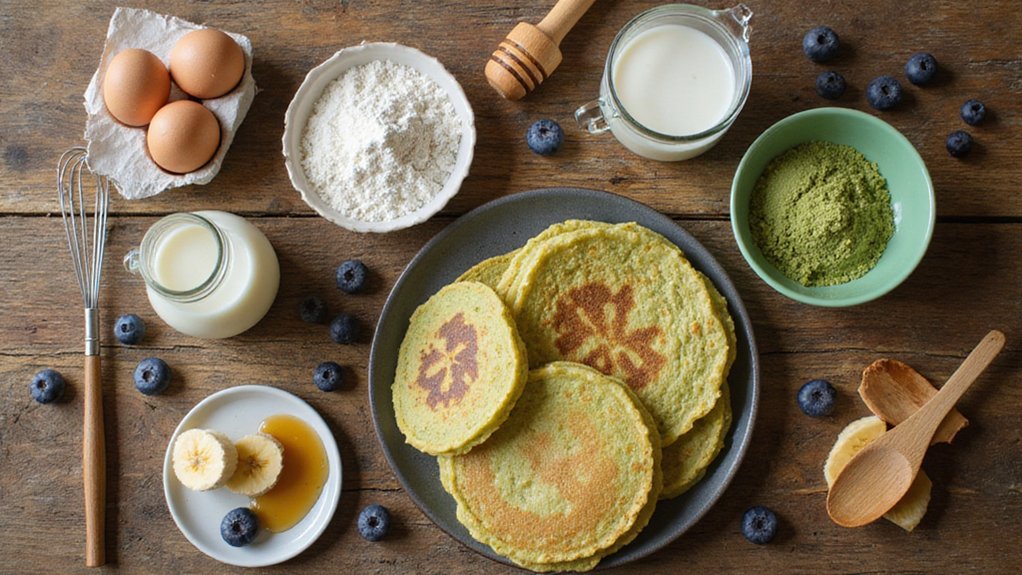 vegan matcha banana pancakes