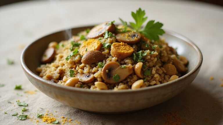 nutty mushroom coriander pilaf